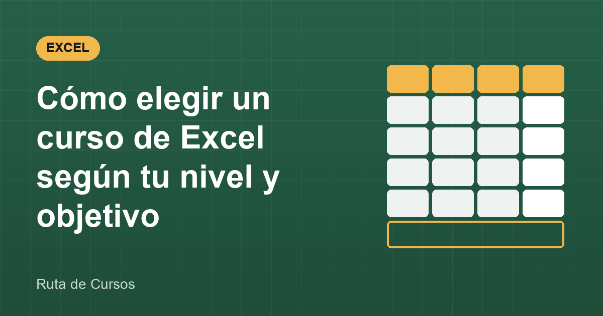 Portada de la guía: Cómo elegir un curso de Excel según tu nivel y objetivo