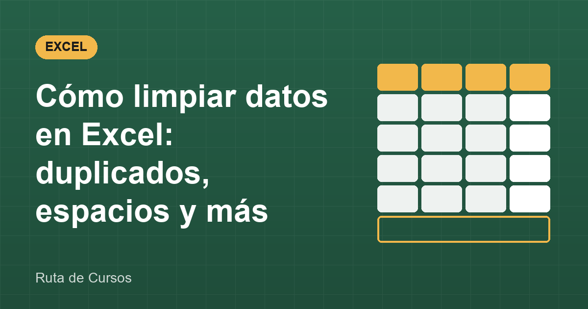 Portada de la guía: Cómo limpiar datos en Excel: duplicados, espacios y más