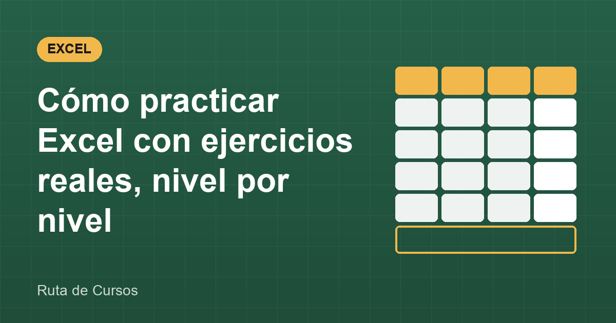 Portada de la guía: Cómo practicar Excel con ejercicios reales, nivel por nivel